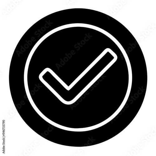  Black Circular Check Mark Symbol for Approval or Confirmation Vector Illustration