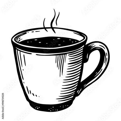  Hand Drawn Vector Coffee Mug Illustration with Steam for Cafe Design and Branding