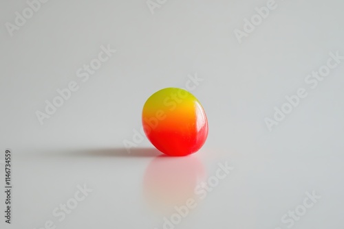 vibrant jelly bean displayed on clean white surface under bright direct light