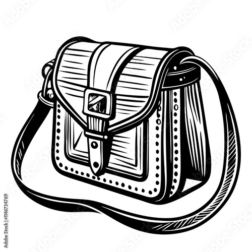  Stylish Retro Satchel Bag Vector Illustration with Detailed Strap Design