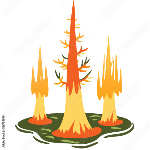  Vibrant Volcano Eruptions in Minimalist Vector Art Illustration