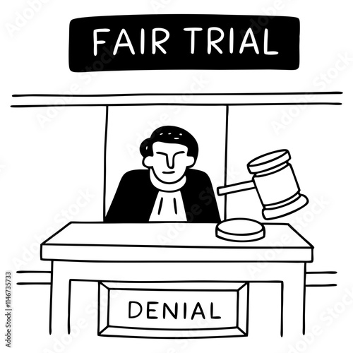  Fair Trial Denial Conceptual Illustration for Justice and Legal Themes