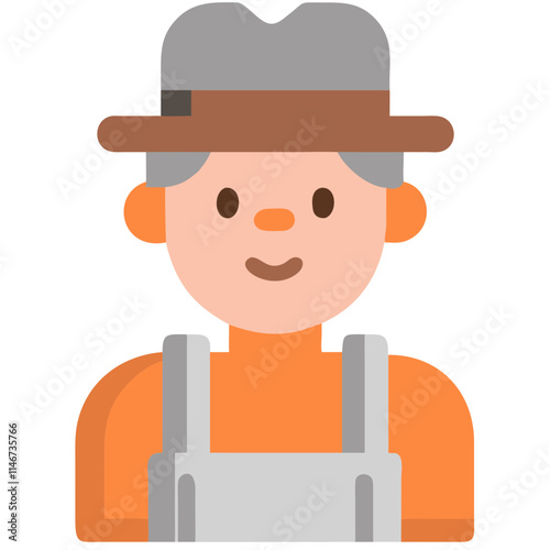  Smiling Farmer Cartoon Character in Hat and Overalls Cute Vector Illustration