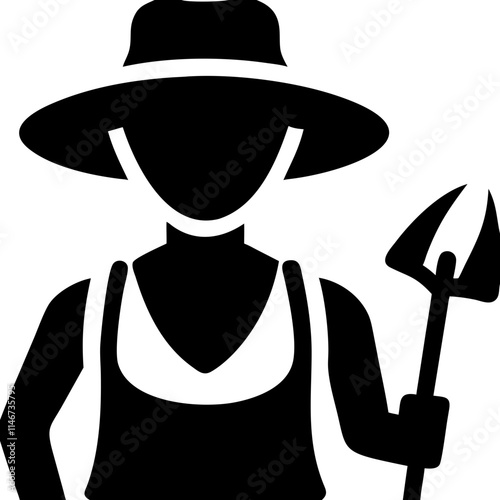  Farmer Silhouette with Hat and Pitchfork Vector for Agriculture and Garden Design