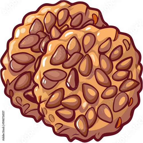  Delicious Peanut Cookies Vector Illustration with Seed Details