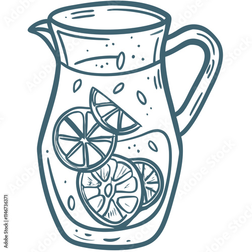  Refreshing Lemonade Vector Pitcher with Citrus Slices Illustration