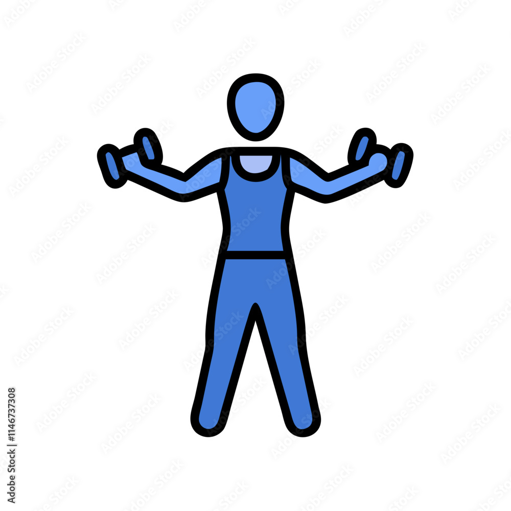 Vector Illustration Person Lifting Dumbbells Fitness Exercise Vector Illustration Person Lifting Dumbbells Fitness Exercise