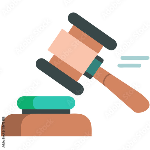  Abstract Vector Illustration of Gavel on Sound Block Symbolizing Justice and Law