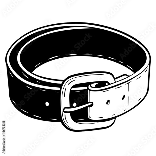 ** Classic Leather Belt Illustration Black and White Vector Design**