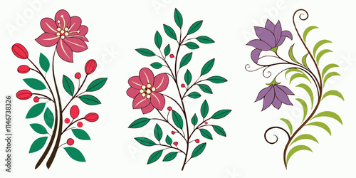Intricate botanical illustrations vectors for invitations, decorations, cards, and backgrounds 