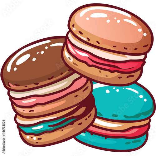  Colorful Macarons Illustration Tasty Dessert Vector Art for Bakery Design