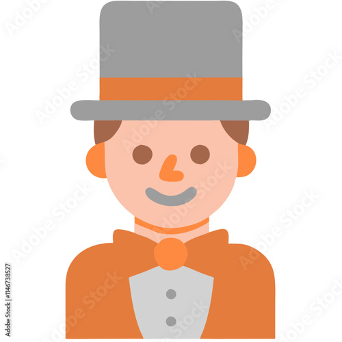  Elegant Gentleman in Top Hat and Bow Tie Vector Illustration