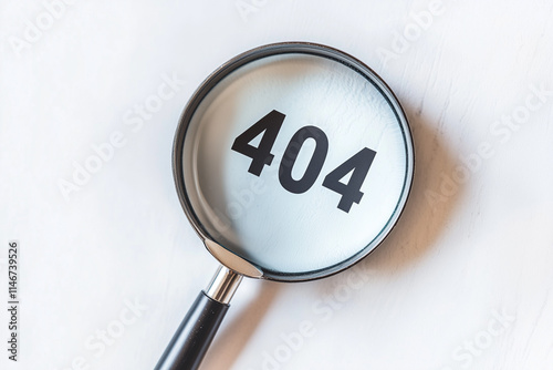 magnifying glass on the paper 404