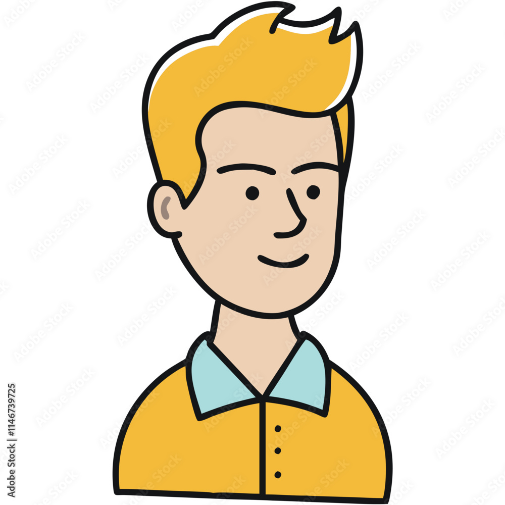 Vector Illustration of Smiling Blond Man in Yellow Shirt for Character Design Vector Illustration of Smiling Blond Man in Yellow Shirt for Character Design