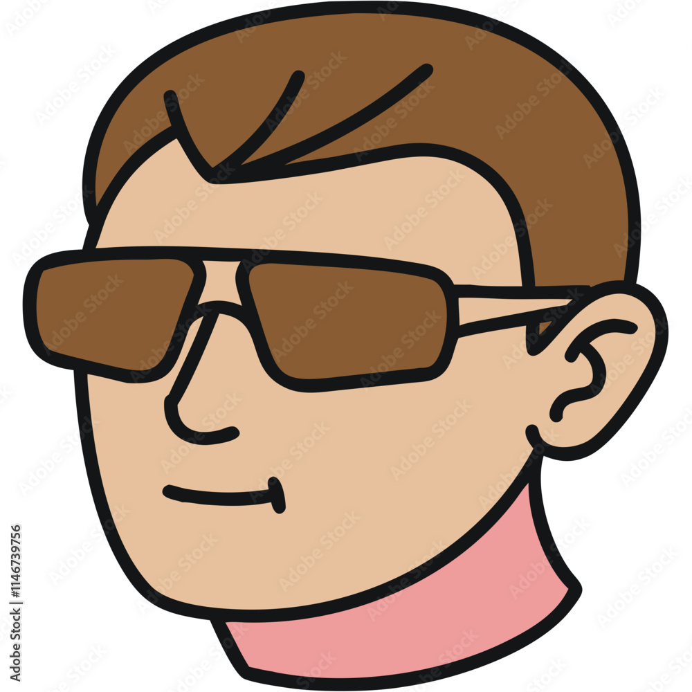 Cool Sunglasses Cartoon Man Vector Illustration for Pop Art Designs and Graphics Cool Sunglasses Cartoon Man Vector Illustration for Pop Art Designs and Graphics
