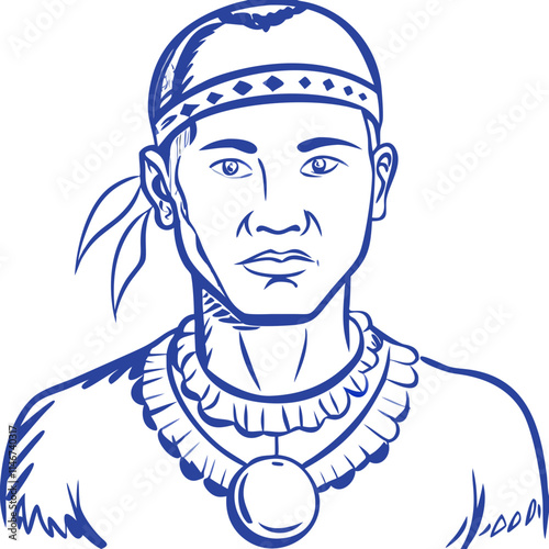  Indigenous Warrior Portrait Vector Art with Traditional Accessories