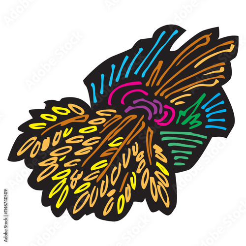 Sheaf of wheat rye sketch doodle. Hand drawn vector