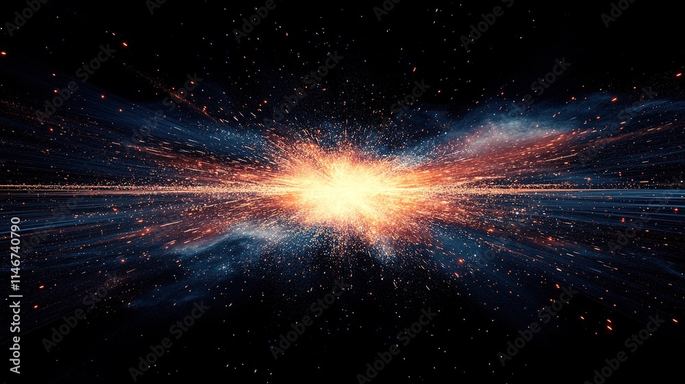 Obraz premium dynamic explosion of sparks captured mid-flight against seamless dark background