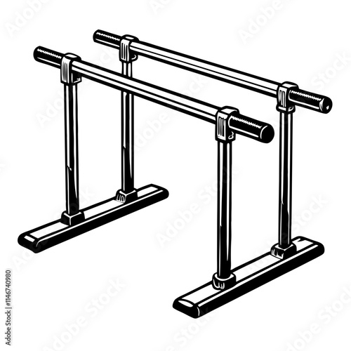  Parallel Bars Gymnastics Equipment Vector Illustration for Fitness Training