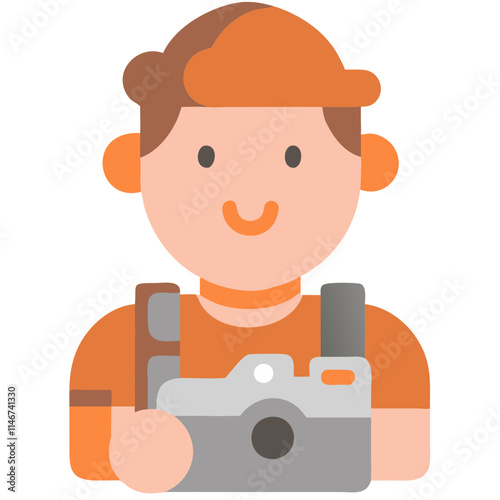  Vector Illustration Happy grapher Character Holding Camera