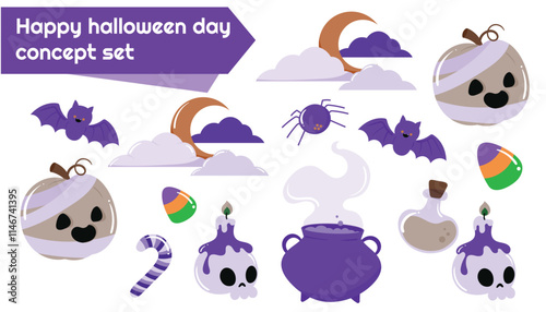 Happy Halloween day icons elemnets concepts set  photo