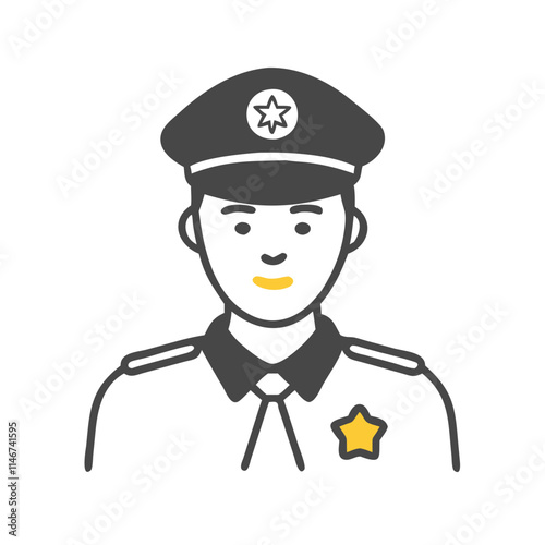  Vector Illustration Policeman in Uniform with Star Badge for Law Enforcement Themes