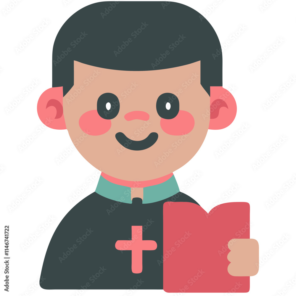 Cartoon Priest Holding Bible Vector Illustration for Religious Education Cartoon Priest Holding Bible Vector Illustration for Religious Education