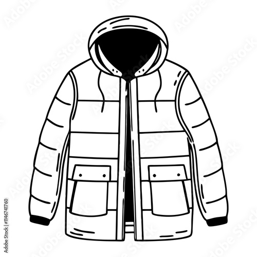  Vector Illustration of Hooded Puffer Jacket Winter Fashion Design
