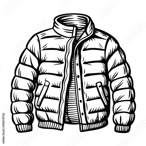  Vector Illustration of Puffy Winter Jacket Outerwear Fashion