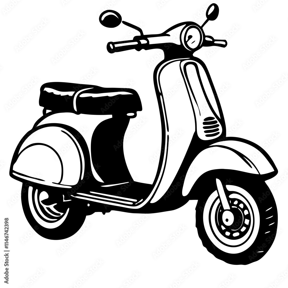 Obraz premium Classic Vintage Scooter Vector Illustration for Design Projects