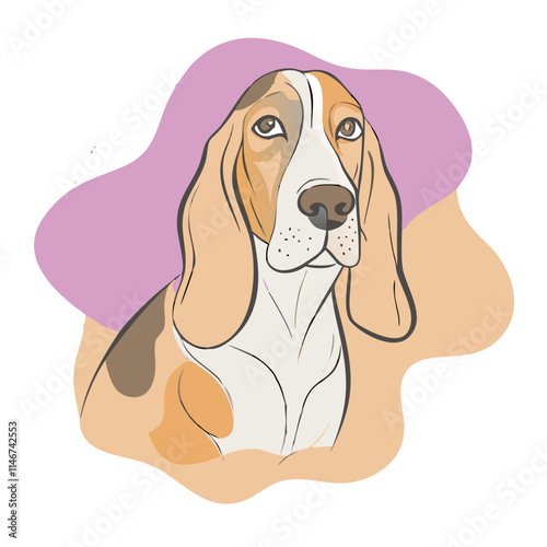  Colorful Basset Hound Dog Vector Art Illustration with Abstract Background photo