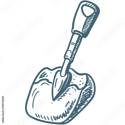  Garden Trowel in Soil Line Art Vector Illustration for Horticulture and Gardening
