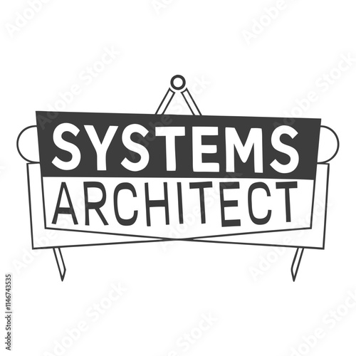  Systems Architect Vector Illustration with Compass and Blueprint Elements