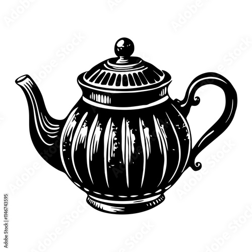  Vintage Ornate Teapot Illustration for Tea-Themed Designs and Decor