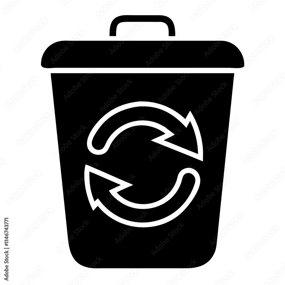 Recycling Waste Bin with Circular Arrows for Sustainability and Environmental Awareness Recycling Waste Bin with Circular Arrows for Sustainability and Environmental Awareness