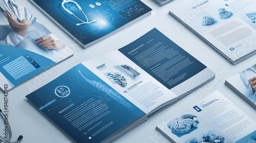Set medical brochure and flyer design templates, ideal for healthcare presentations, reports, and promotional material
