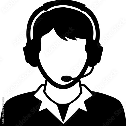  Customer Service Representative Silhouette with Headset Vector Illustration