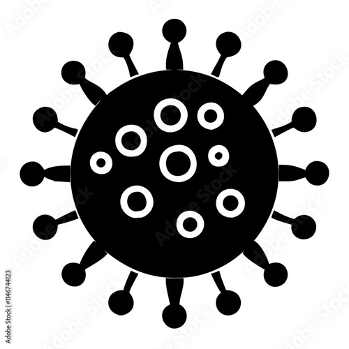  Vector Illustration of Virus Cell with Spikes and Circular Patterns