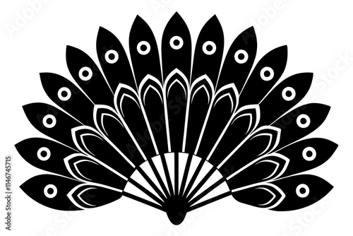 Dramatic Peacock Feathers Fan Silhouette - Symbolizing Mardi Gras Flair Vector Design