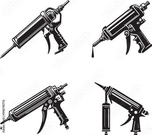 A set of caulking gun silhouette