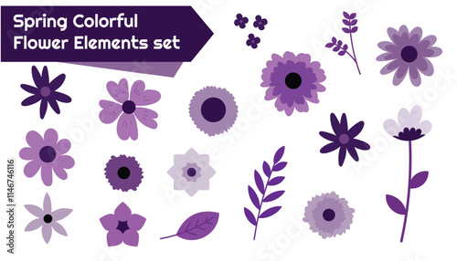 Spring Colorful flower elements icosn vector set a photo