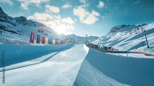 stunning alpine snowboard cross track winter sports mountain sce
