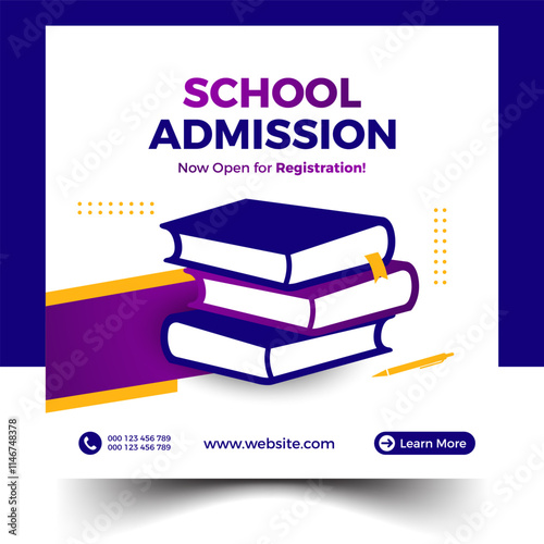 School Admission Post, web banner add design and admission social Post vector.