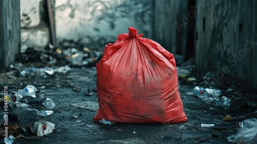 nfectious waste must be disposed of in the trash bag and red.Waste infections in hospitals.photo boxes at the hospital. shows a lot of medical waste.infectious wastes in red bag