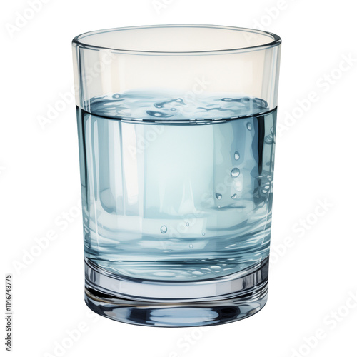 Watercolor Isolated Glass of Clear Tap Water photo