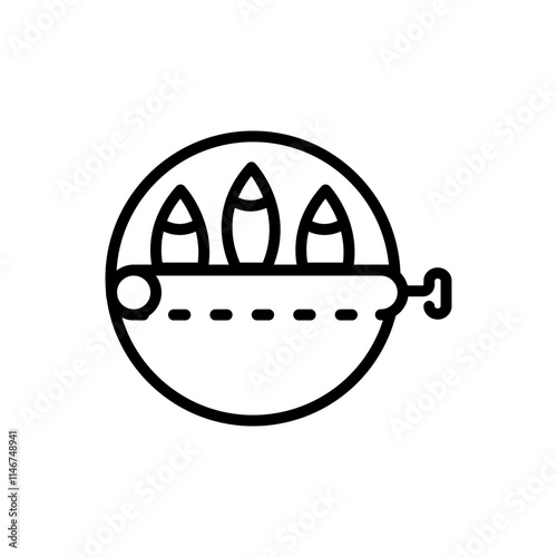 Sardine can tin food camping icon. Fish can vector sign. Tuna, sardines or anchovy well preserved and conserved in round shape aluminium tin. Simple vector illustration. Canned seafood.