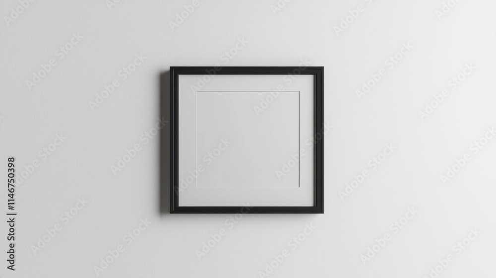 An empty black-framed picture frame is displayed on a white wall, showcasing a simple and minimalist aesthetic, ideal for various settings. An empty black-framed picture frame is displayed on a white wall, showcasing a simple and minimalist aesthetic, ideal for various settings.