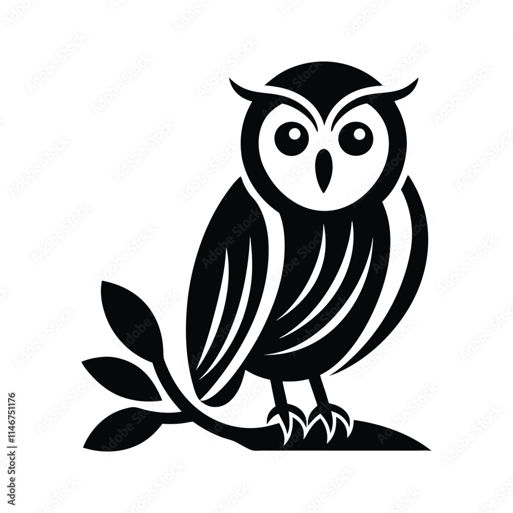 owl silhouette icon vector art on white background owl silhouette icon vector art on white background