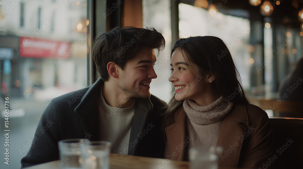 Couple Enjoying a Cozy Cafe Atmosphere. Generative Ai Couple Enjoying a Cozy Cafe Atmosphere. Generative Ai