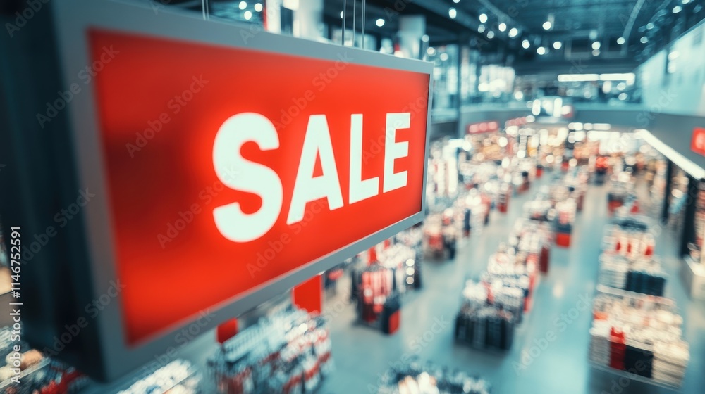 Obraz premium Sale promotion message in store during holiday shopping season